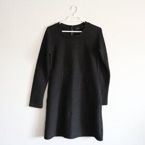 PrAna Macee Women's Black Sz S Textured Quilted Midi Thick Crew Knit Shift Dress